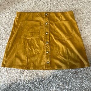 Button-Front Mustard Skirt